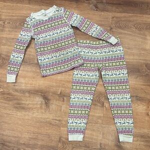 Cuddl Duds Kids Pajama Set in Green, Purple, and Cream